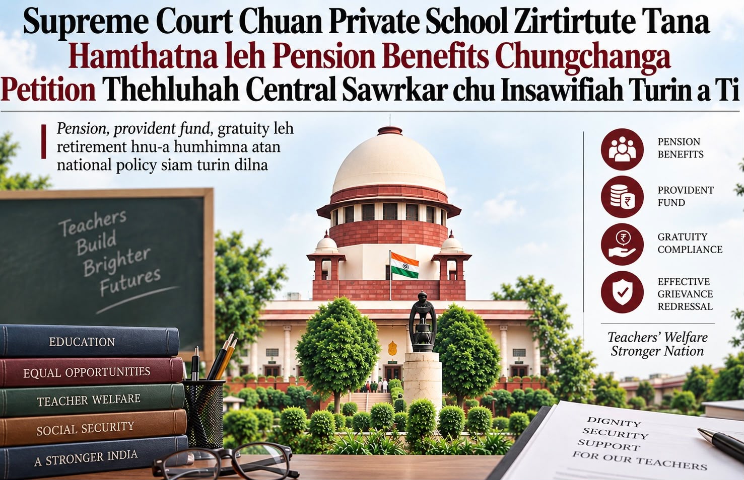 Supreme Court Chuan Private School Zirtirtute Tana Hamthatna leh Pension Benefits Chungchanga Petition Thehluhah Central Sawrkar chu Insawifiah Turin a Ti
